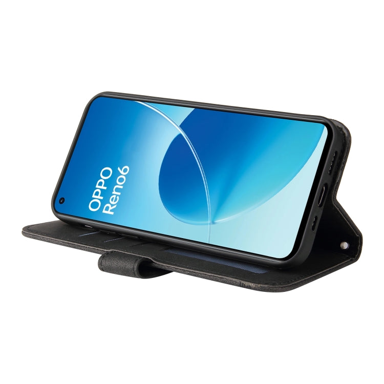 For OPPO Reno6 4G Skin Feel Life Tree Metal Button Horizontal Flip Leather Phone Case