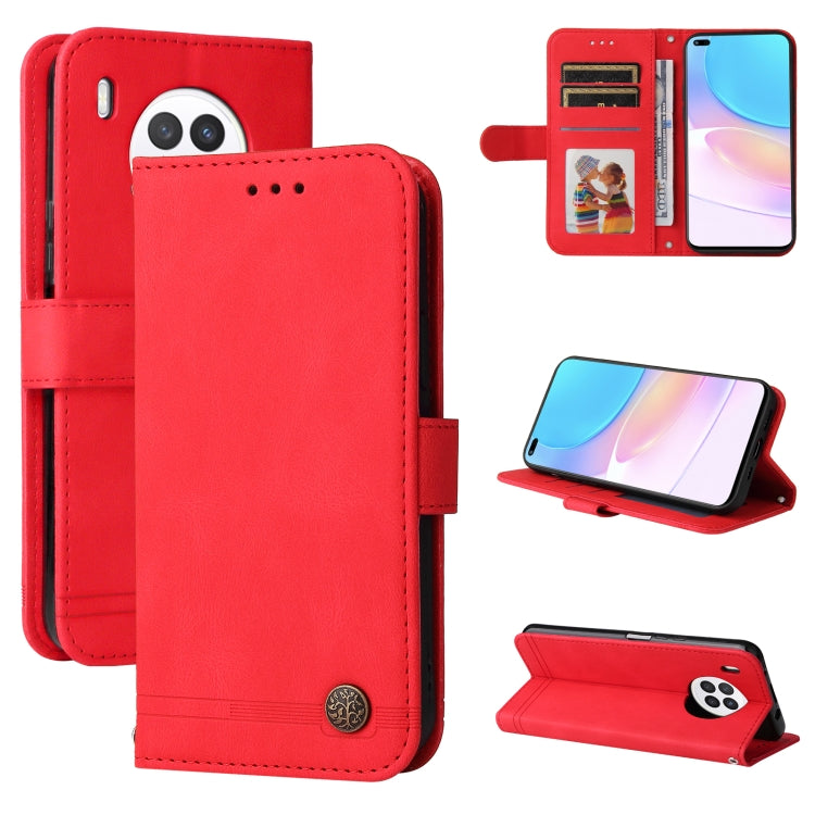 For Huawei Nova 8i / Honor 50 Lite Skin Feel Life Tree Metal Button Horizontal Flip Leather Phone Case