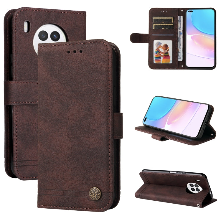 For Huawei Nova 8i / Honor 50 Lite Skin Feel Life Tree Metal Button Horizontal Flip Leather Phone Case