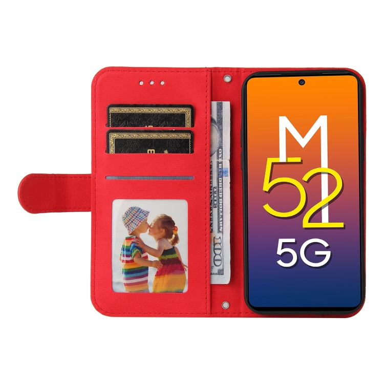 For Samsung Galaxy M52 5G Skin Feel Life Tree Metal Button Horizontal Flip Leather Phone Case