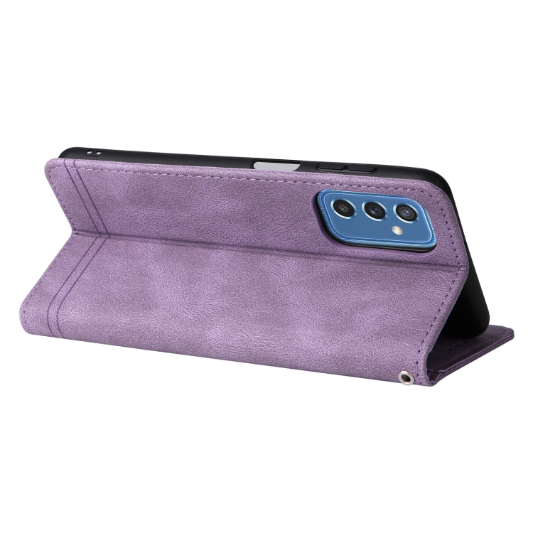 For Samsung Galaxy M52 5G Skin Feel Life Tree Metal Button Horizontal Flip Leather Phone Case