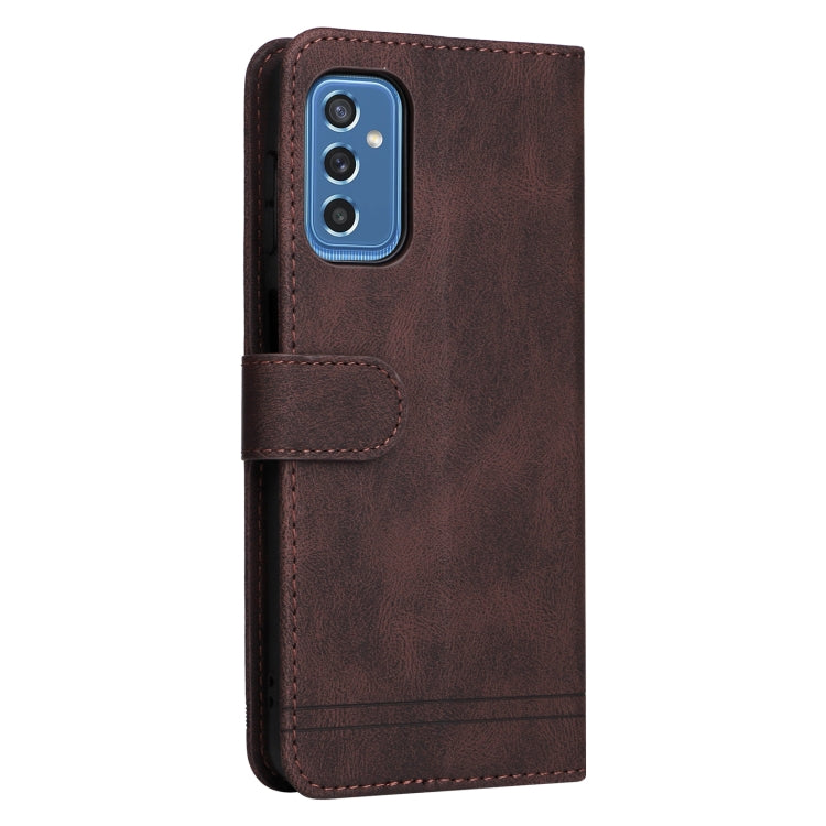 For Samsung Galaxy M52 5G Skin Feel Life Tree Metal Button Horizontal Flip Leather Phone Case