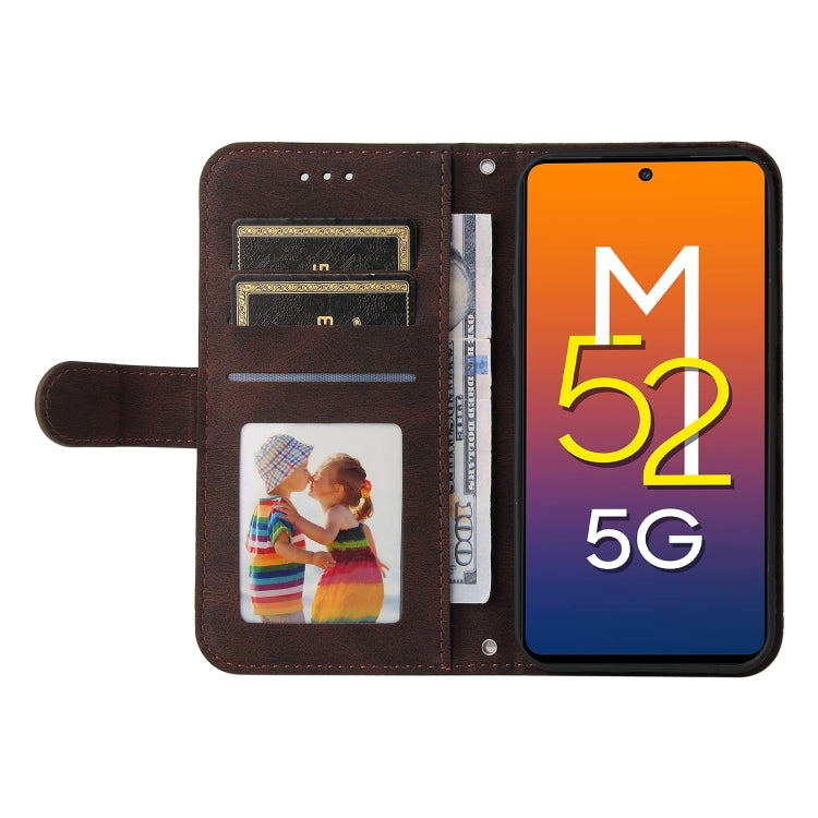 For Samsung Galaxy M52 5G Skin Feel Life Tree Metal Button Horizontal Flip Leather Phone Case