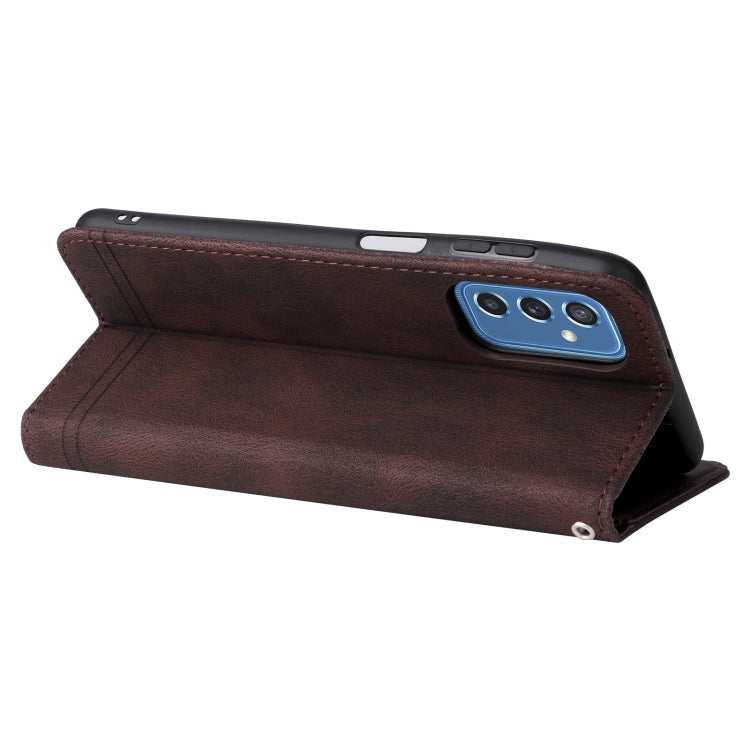 For Samsung Galaxy M52 5G Skin Feel Life Tree Metal Button Horizontal Flip Leather Phone Case