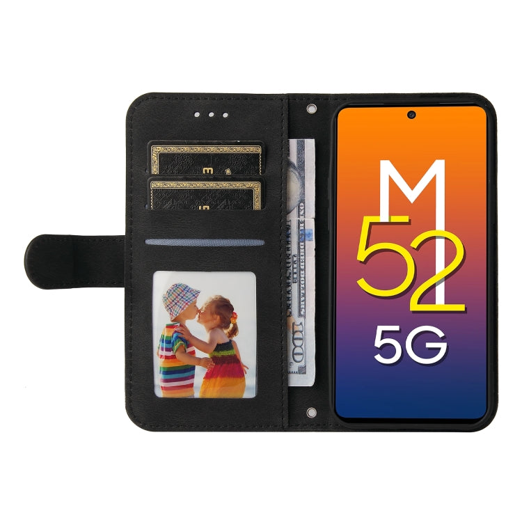 For Samsung Galaxy M52 5G Skin Feel Life Tree Metal Button Horizontal Flip Leather Phone Case