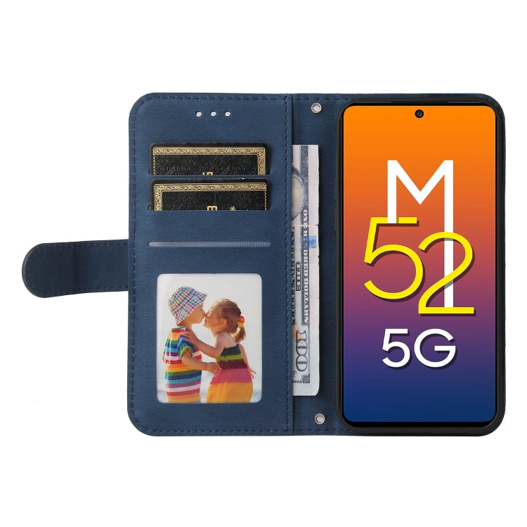 For Samsung Galaxy M52 5G Skin Feel Life Tree Metal Button Horizontal Flip Leather Phone Case