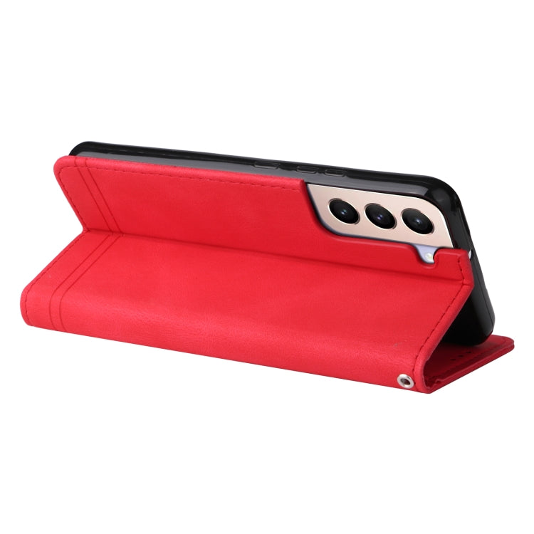 For Samsung Galaxy S22+ 5G Skin Feel Life Tree Metal Button Horizontal Flip Leather Phone Case