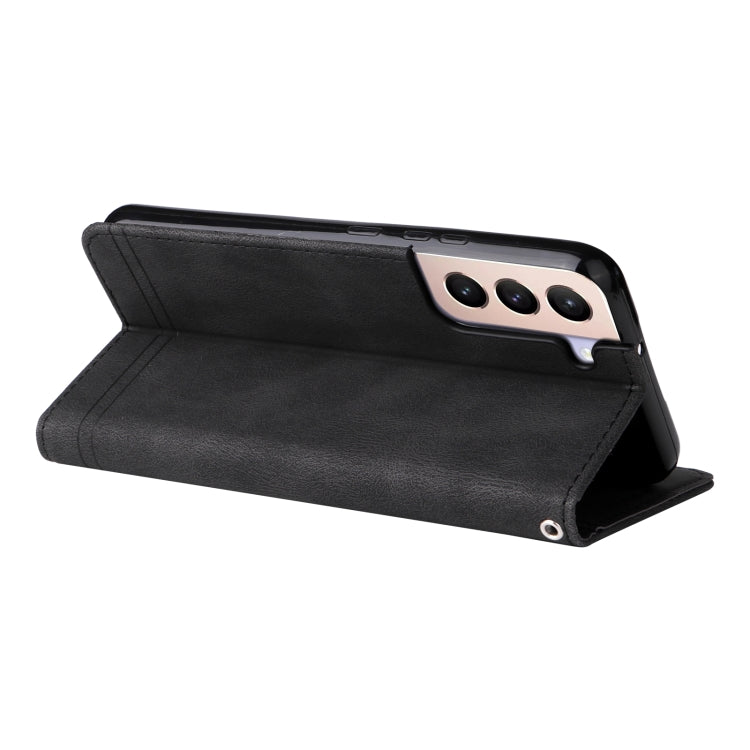 For Samsung Galaxy S22+ 5G Skin Feel Life Tree Metal Button Horizontal Flip Leather Phone Case