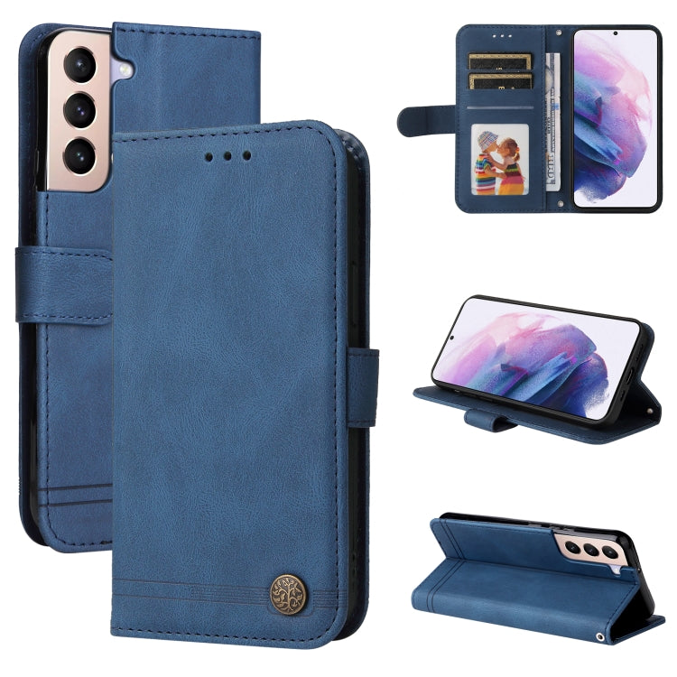 For Samsung Galaxy S22+ 5G Skin Feel Life Tree Metal Button Horizontal Flip Leather Phone Case