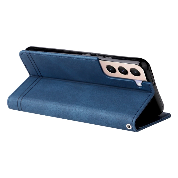 For Samsung Galaxy S22+ 5G Skin Feel Life Tree Metal Button Horizontal Flip Leather Phone Case