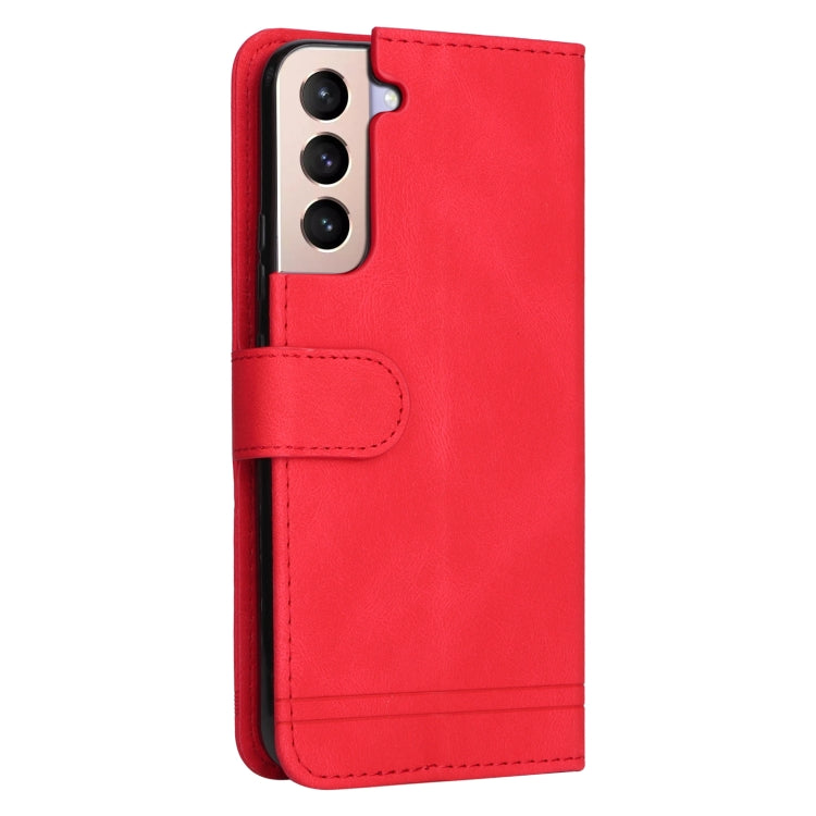For Samsung Galaxy S22 Skin Feel Life Tree Metal Button Horizontal Flip Leather Phone Case