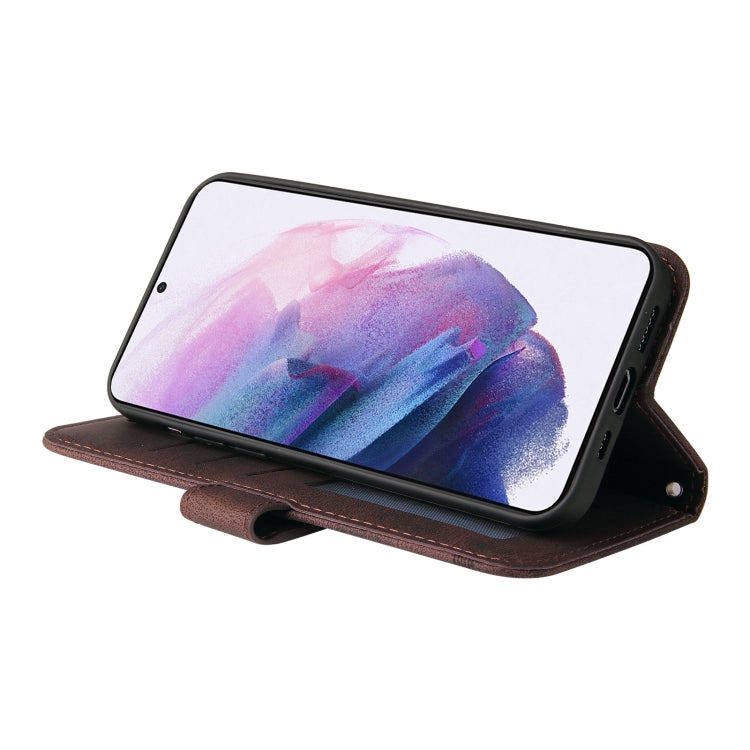 For Samsung Galaxy S22 Skin Feel Life Tree Metal Button Horizontal Flip Leather Phone Case
