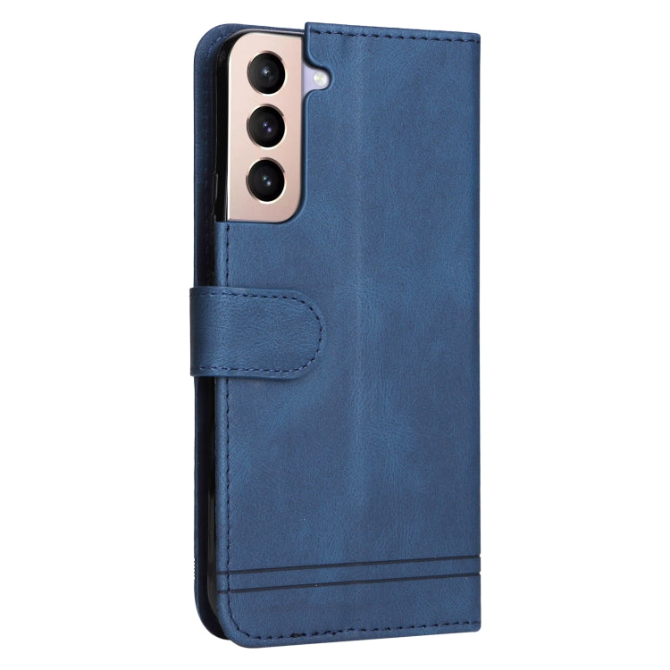 For Samsung Galaxy S22 Skin Feel Life Tree Metal Button Horizontal Flip Leather Phone Case