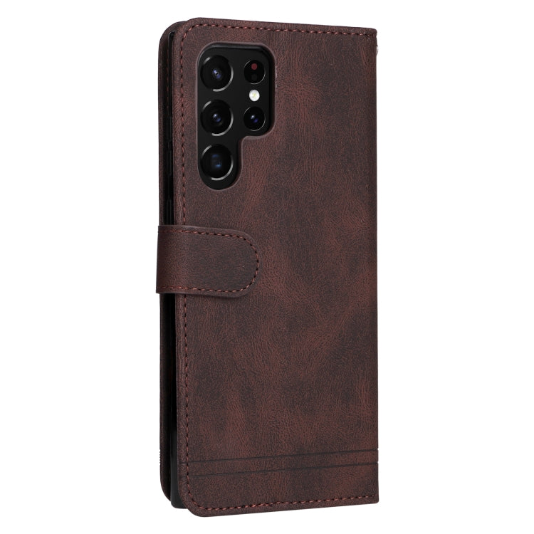 For Samsung Galaxy S22 Ultra Skin Feel Life Tree Metal Button Horizontal Flip Leather Phone Case