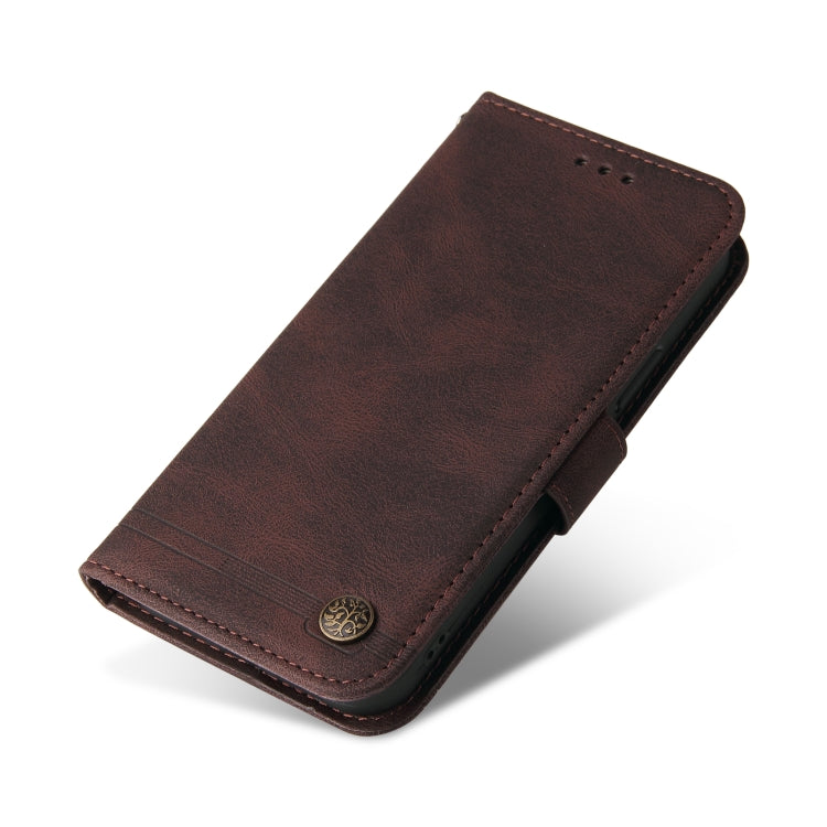 For Samsung Galaxy S22 Ultra Skin Feel Life Tree Metal Button Horizontal Flip Leather Phone Case