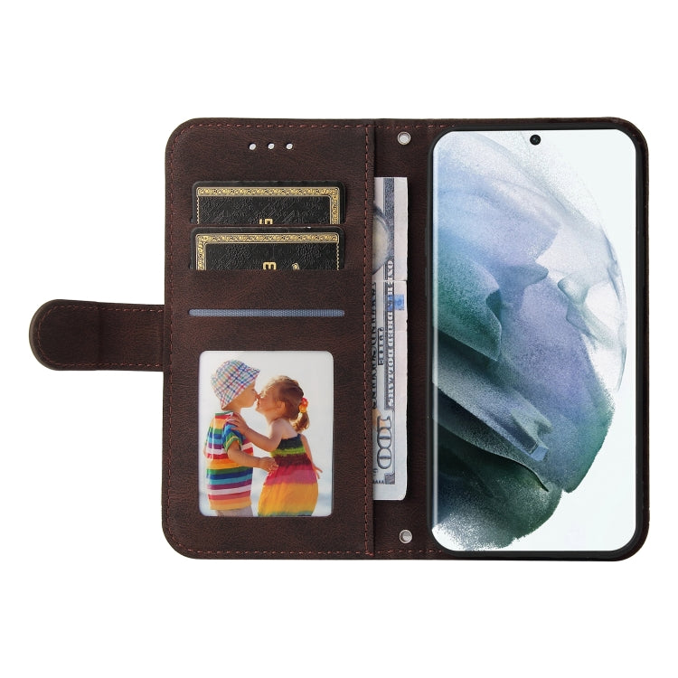 For Samsung Galaxy S22 Ultra Skin Feel Life Tree Metal Button Horizontal Flip Leather Phone Case