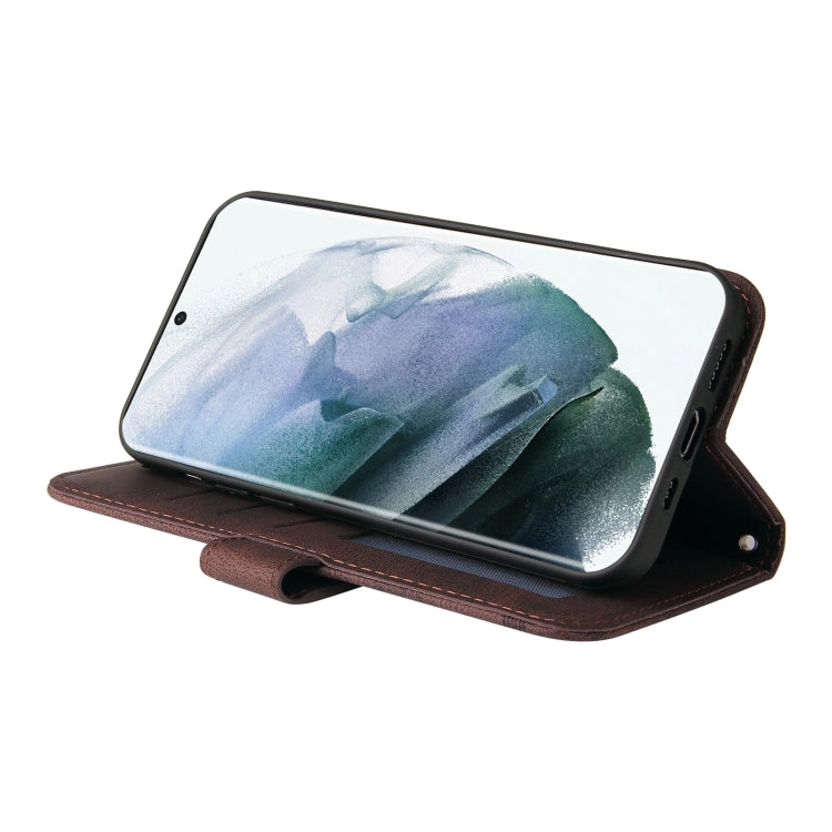 For Samsung Galaxy S22 Ultra Skin Feel Life Tree Metal Button Horizontal Flip Leather Phone Case