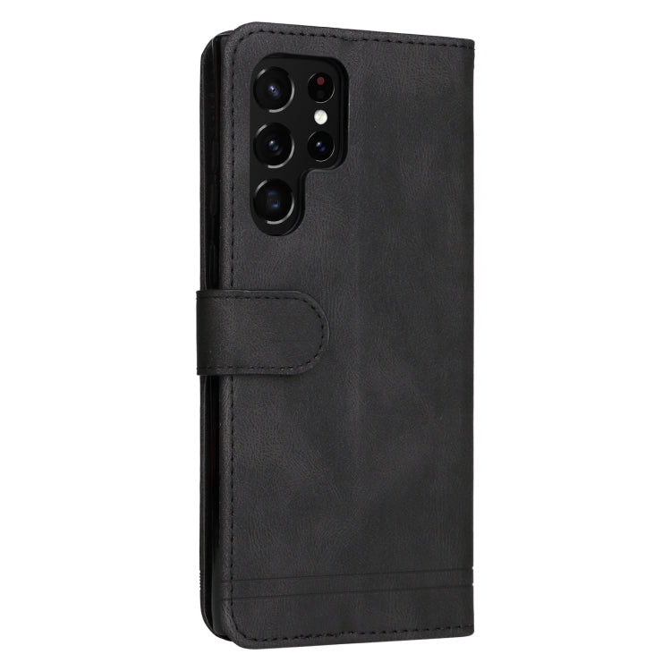 For Samsung Galaxy S22 Ultra Skin Feel Life Tree Metal Button Horizontal Flip Leather Phone Case