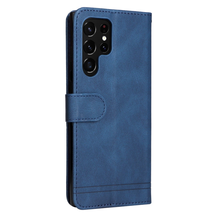 For Samsung Galaxy S22 Ultra Skin Feel Life Tree Metal Button Horizontal Flip Leather Phone Case