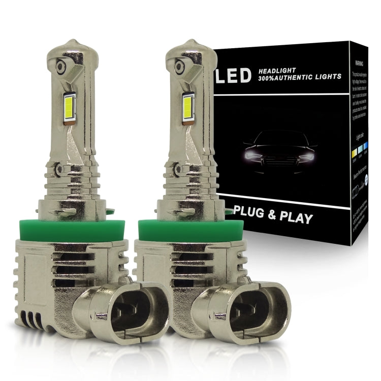 1 Pair A15 H11 DC9-16V / 30W / 3000LM / 6500K IP67 Car LED 3570 Lamp Beads Headlight(White Light)