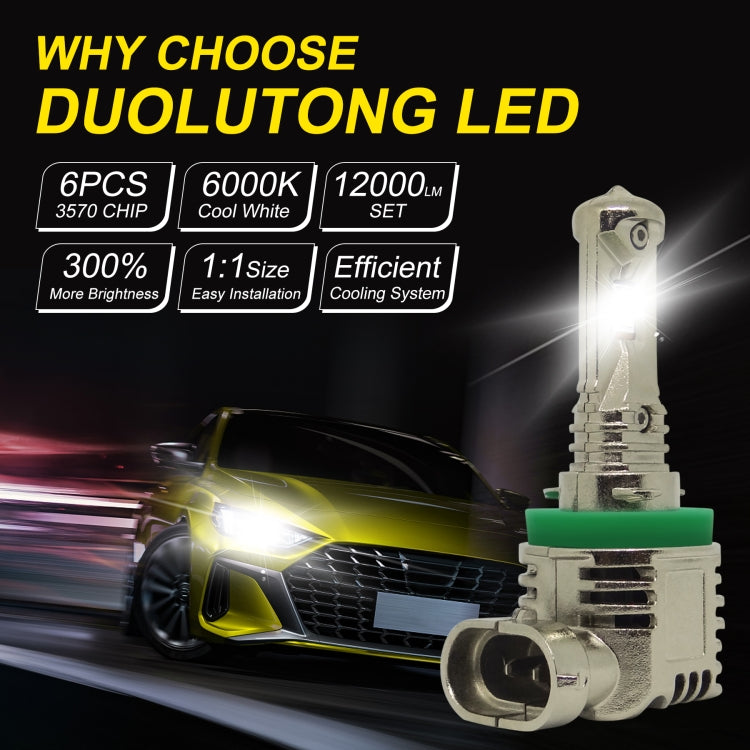 1 Pair A15 H11 DC9-16V / 30W / 3000LM / 6500K IP67 Car LED 3570 Lamp Beads Headlight(White Light)