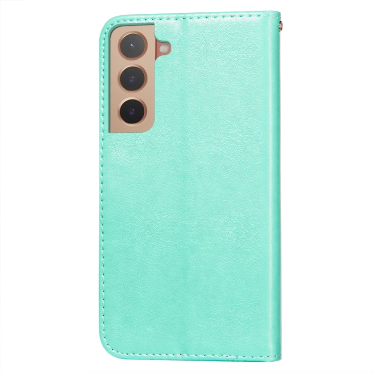 For Samsung Galaxy S22 5G Flower Vine Embossing Pattern Horizontal Flip Leather Phone Case with Card Slot & Holder & Wallet & Lanyard
