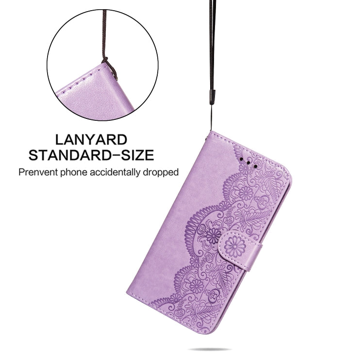 For Samsung Galaxy S22 5G Flower Vine Embossing Pattern Horizontal Flip Leather Phone Case with Card Slot & Holder & Wallet & Lanyard