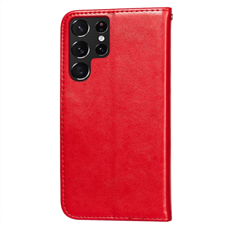 For Samsung Galaxy S22 Ultra 5G Flower Vine Embossing Pattern Horizontal Flip Leather Phone Case with Card Slot & Holder & Wallet & Lanyard