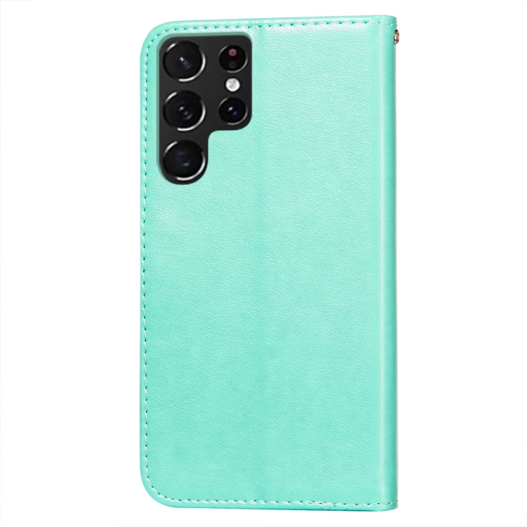 For Samsung Galaxy S22 Ultra 5G Flower Vine Embossing Pattern Horizontal Flip Leather Phone Case with Card Slot & Holder & Wallet & Lanyard