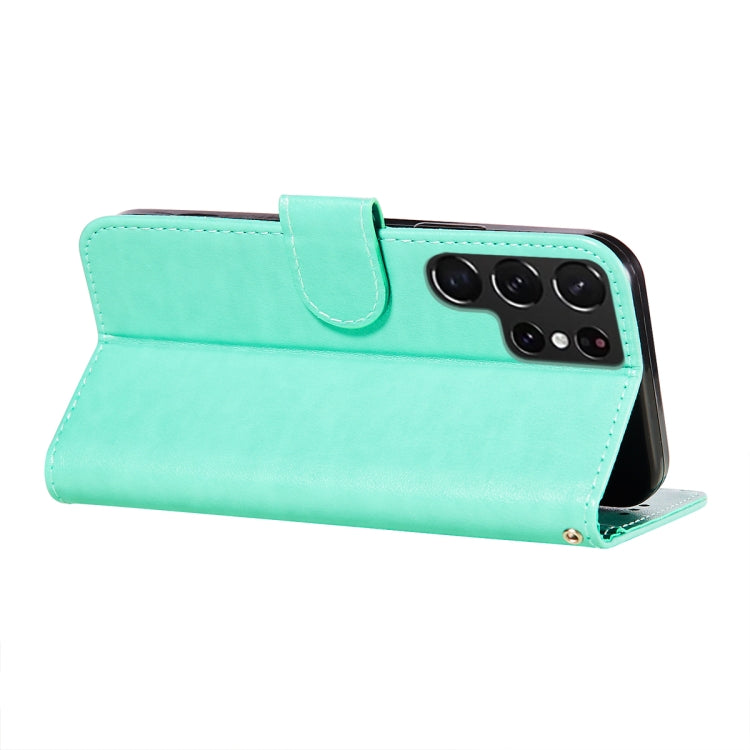 For Samsung Galaxy S22 Ultra 5G Flower Vine Embossing Pattern Horizontal Flip Leather Phone Case with Card Slot & Holder & Wallet & Lanyard