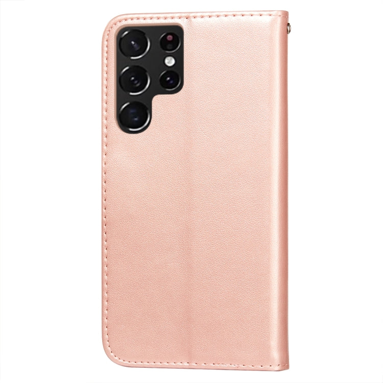 For Samsung Galaxy S22 Ultra 5G Flower Vine Embossing Pattern Horizontal Flip Leather Phone Case with Card Slot & Holder & Wallet & Lanyard