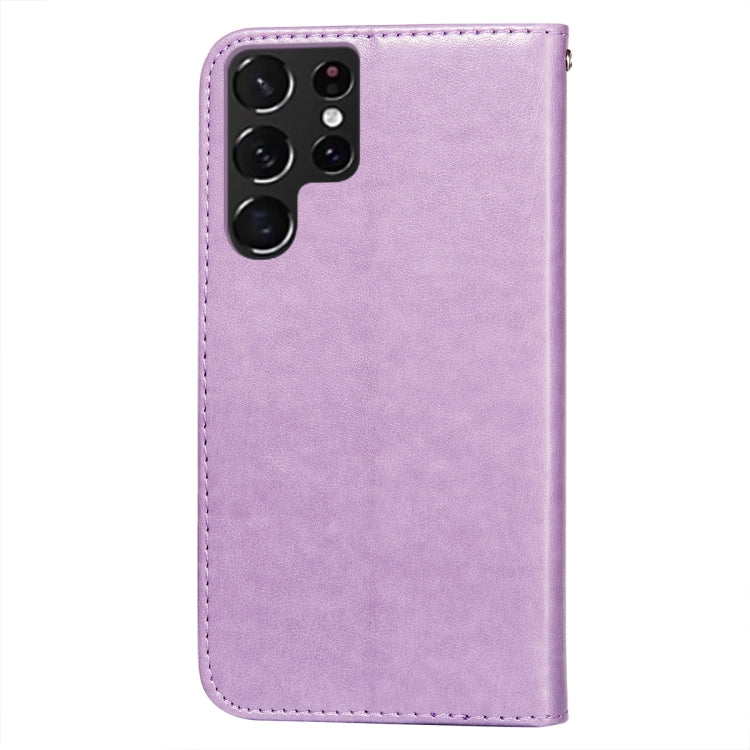 For Samsung Galaxy S22 Ultra 5G Flower Vine Embossing Pattern Horizontal Flip Leather Phone Case with Card Slot & Holder & Wallet & Lanyard