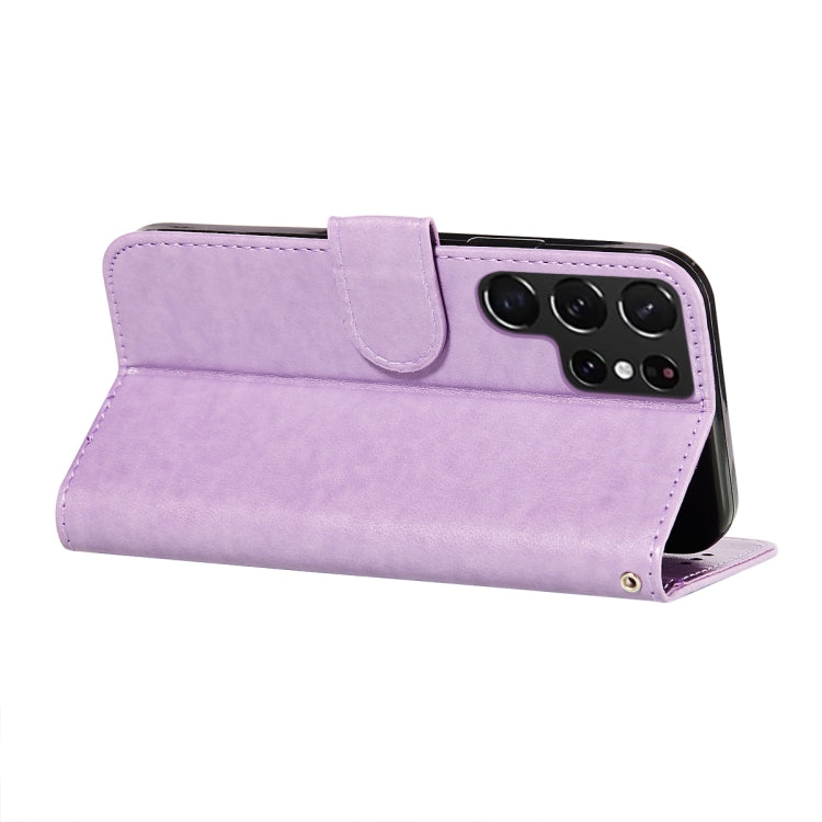 For Samsung Galaxy S22 Ultra 5G Flower Vine Embossing Pattern Horizontal Flip Leather Phone Case with Card Slot & Holder & Wallet & Lanyard