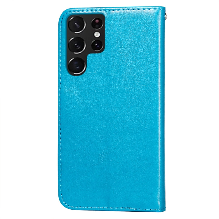 For Samsung Galaxy S22 Ultra 5G Flower Vine Embossing Pattern Horizontal Flip Leather Phone Case with Card Slot & Holder & Wallet & Lanyard