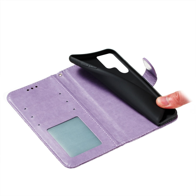 For Samsung Galaxy S22 Ultra 5G Lace Flower Leather Phone Case with Holder & Card Slots & Wallet & Photo Frame