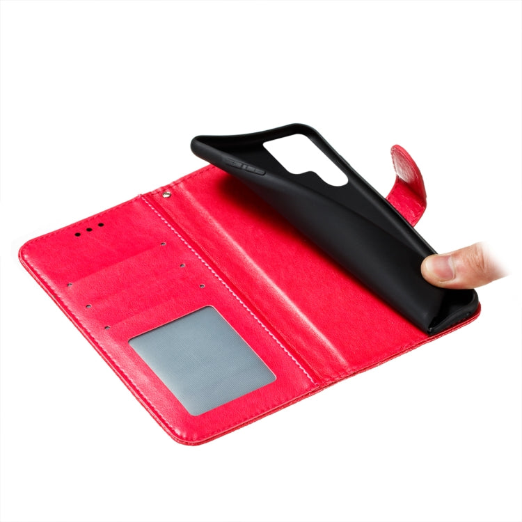 For Samsung Galaxy S22 Ultra 5G Lace Flower Leather Phone Case with Holder & Card Slots & Wallet & Photo Frame