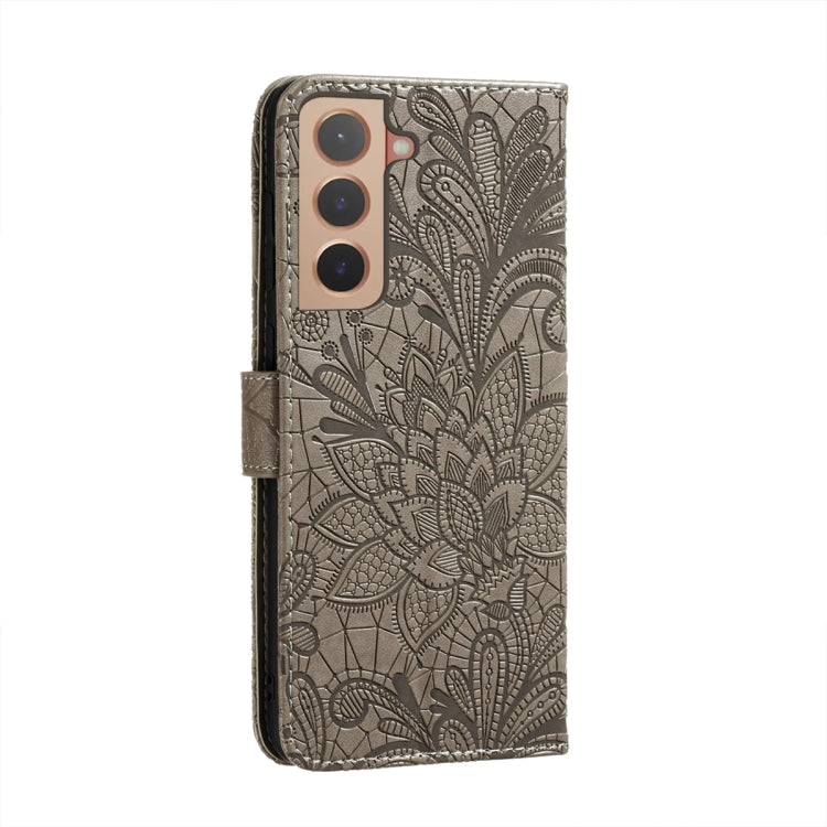 For Samsung Galaxy S22+ 5G Lace Flower Leather Phone Case with Holder & Card Slots & Wallet & Photo Frame