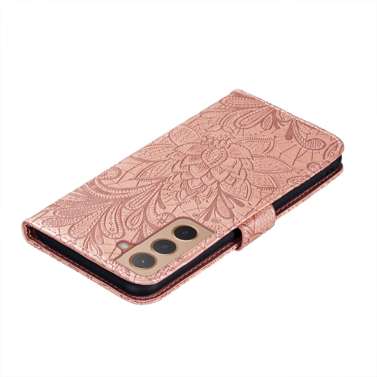 For Samsung Galaxy S22+ 5G Lace Flower Leather Phone Case with Holder & Card Slots & Wallet & Photo Frame
