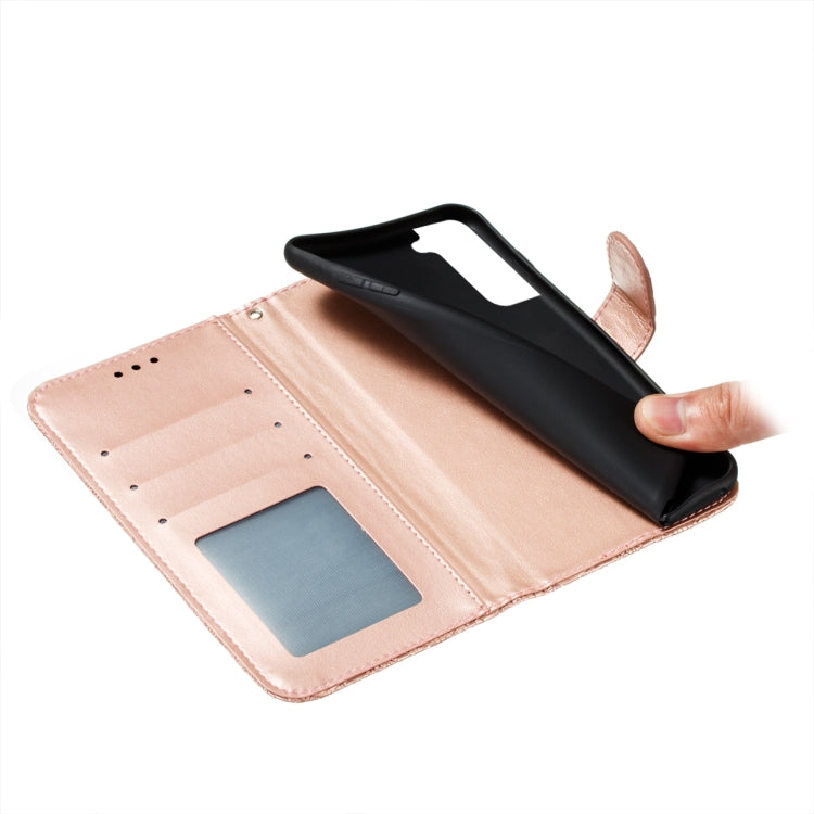 For Samsung Galaxy S22+ 5G Lace Flower Leather Phone Case with Holder & Card Slots & Wallet & Photo Frame