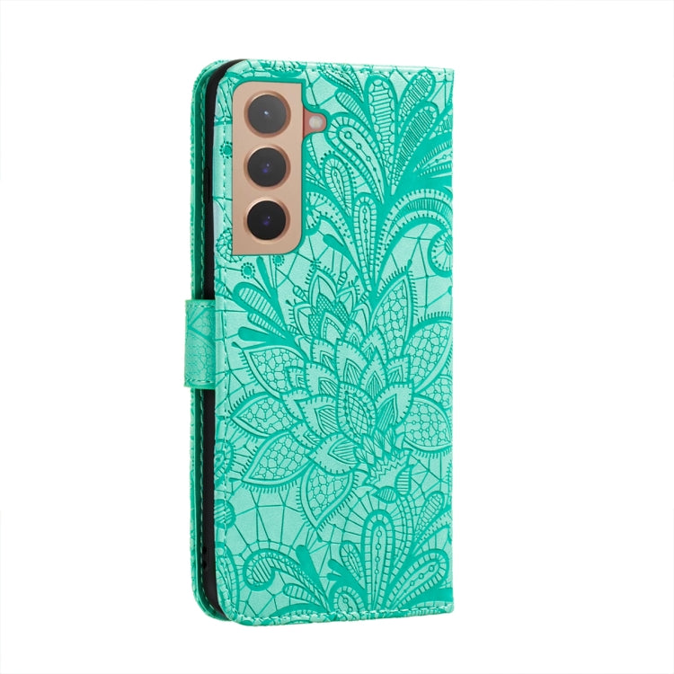 For Samsung Galaxy S22+ 5G Lace Flower Leather Phone Case with Holder & Card Slots & Wallet & Photo Frame