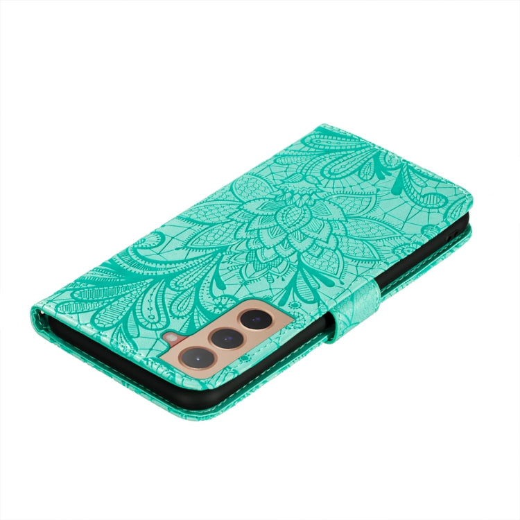 For Samsung Galaxy S22+ 5G Lace Flower Leather Phone Case with Holder & Card Slots & Wallet & Photo Frame
