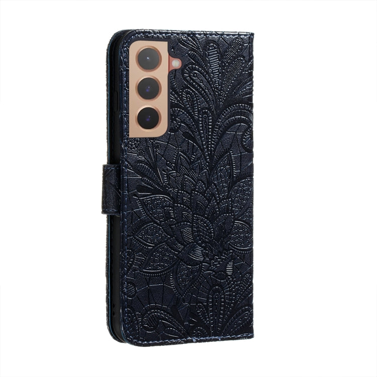 For Samsung Galaxy S22+ 5G Lace Flower Leather Phone Case with Holder & Card Slots & Wallet & Photo Frame