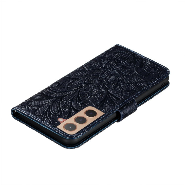 For Samsung Galaxy S22+ 5G Lace Flower Leather Phone Case with Holder & Card Slots & Wallet & Photo Frame