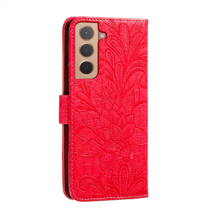 For Samsung Galaxy S22+ 5G Lace Flower Leather Phone Case with Holder & Card Slots & Wallet & Photo Frame