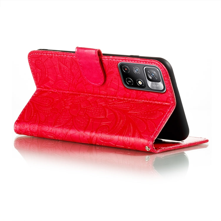 For Xiaomi Redmi Note 11 Lace Flower Leather Phone Case with Holder & Card Slots & Wallet & Photo Frame