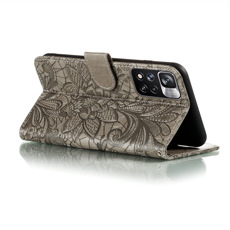 For Xiaomi Redmi Note 11 Pro Lace Flower Leather Phone Case with Holder & Card Slots & Wallet & Photo Frame
