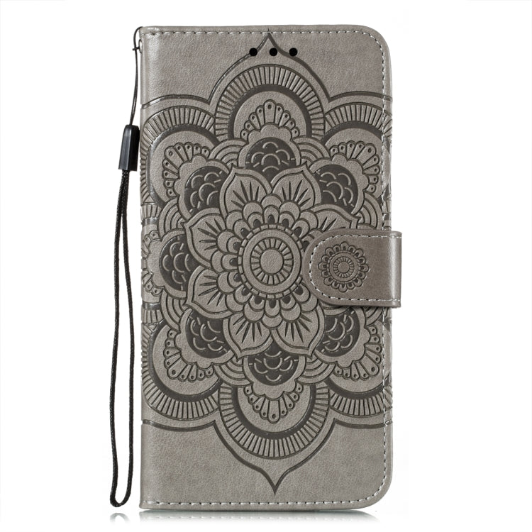 For Samsung Galaxy S22 5G Sun Mandala Embossing Pattern Phone Leather Case with Holder & Card Slots & Wallet & Lanyard