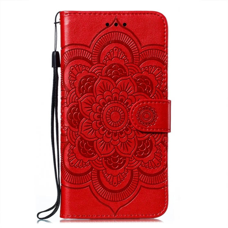 For Samsung Galaxy S22 Ultra 5G Sun Mandala Embossing Pattern Phone Leather Case with Holder & Card Slots & Wallet & Lanyard