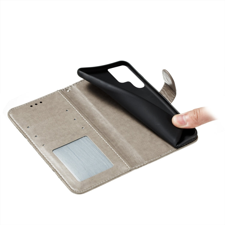 For Samsung Galaxy S22 Ultra 5G Sun Mandala Embossing Pattern Phone Leather Case with Holder & Card Slots & Wallet & Lanyard