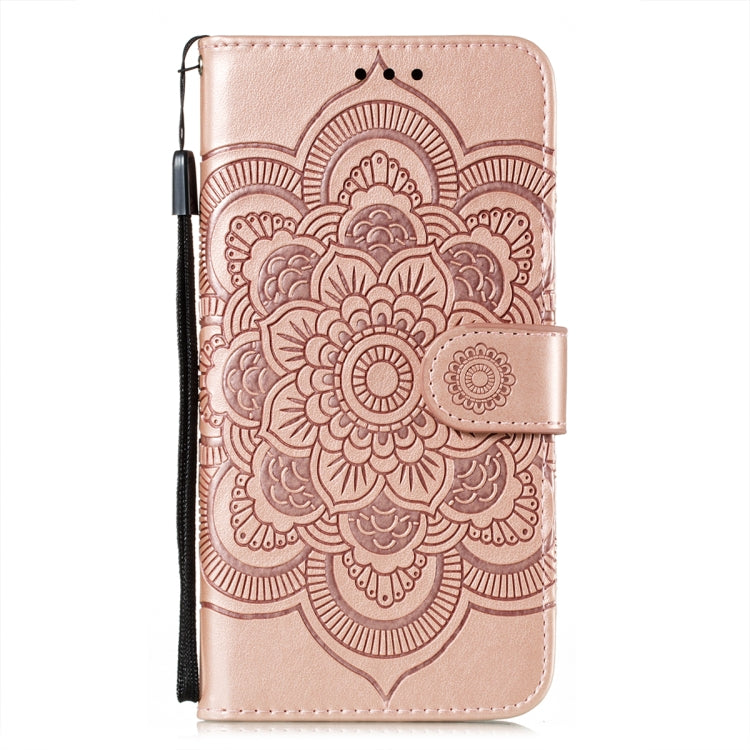For Samsung Galaxy S22 Ultra 5G Sun Mandala Embossing Pattern Phone Leather Case with Holder & Card Slots & Wallet & Lanyard